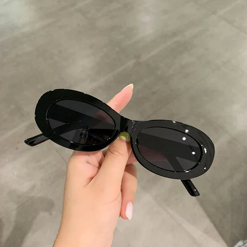 Small Oval Sunglasses for Women Men Cateye Frame Sun Glasses Fashion Gradient Punk Brand Designer Shades Uv400 2024 Gafas De Sol