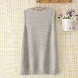 Plus Size Sweater Vest Women Clothing 4xl Loose Stripe Jacquard Knitted Pullover V-Neck Sleeveless Curve Jumper E2-1170