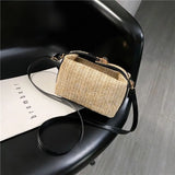 With Hardware Lock Crossbody Bag Trendy Large Capacity Simple Straw Handbag Soft Handle Beach Bag Women Girl New