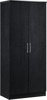 2 Door Wardrobe with Adjustable/Removable Shelves & Hanging Rod, Black