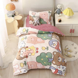 Baby Cartoon Print Bedding Set Duvet Covers Pillowcases Set Autumn Winter Warm Suede Bedclothes Bed Linen CP29