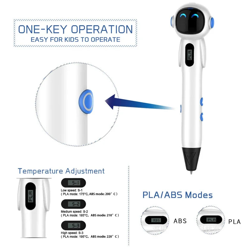 Creative Wireless 3D Drawing Pen for Kids - Safe Low-Temperature PCL Filament Art Tool, Perfect DIY Gift for New Year