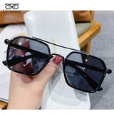 Umanco Trendy Double Beam Square Sunglasses For Men Metallic Ocean Blue Lenses Driver Sunglasses UV400 Design Retro Glasses