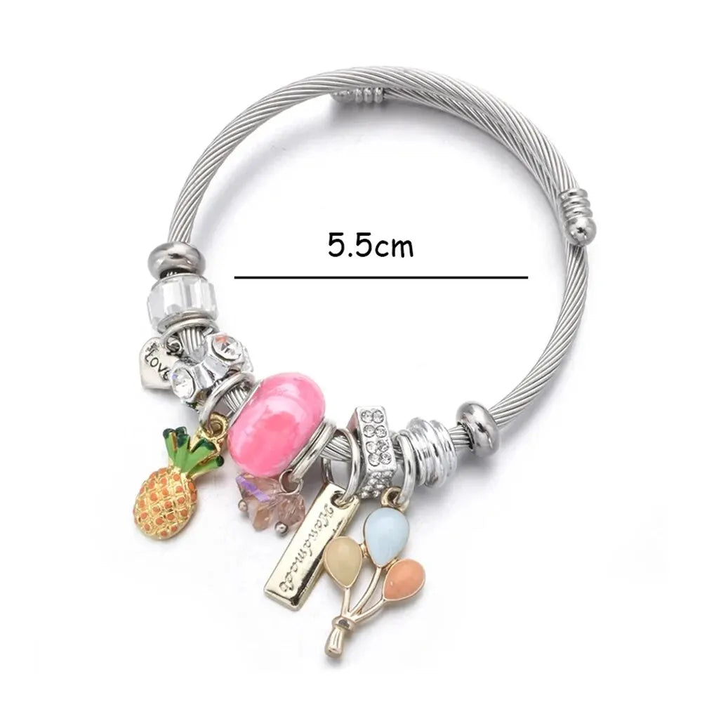 Cute Pineapple With Crystal Creative Multi Element Inlaid Pendant With Adjustable Bracelet,Suitable For Daily Use And Decoration