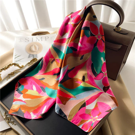 New 70cm Silk Feeling Square Scarf Women Luxury Brand Neck Tie Female Hair Shawl Wraps Headkerchief Hijab Bandana Echarpe 2022