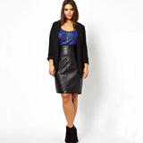 Plus Size High Waist Elegant Spring Autumn Pu Leather Skirt Back Split Mid Length Black Work Office Pencil Skirt Large Size 6XL