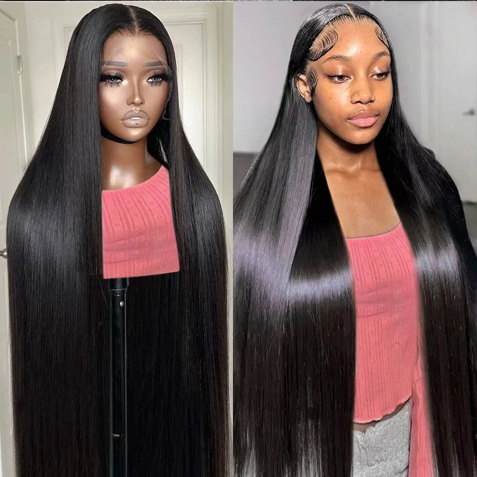 250 Density 30 40 Inches Bone Straight 13x4 Transparent Lace Front Human Hair Wigs Brazilian 13x6 Lace Frontal Wig For Woman