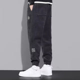 Thickened Fleece Pants Casual Cotton Trousers Winter Lambswool Pants Down Pants Men Jogging Sportwear Solid Drawstring Trousers