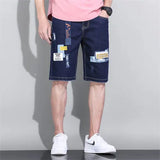 Blue Mens Ripped Short Jeans Clothing Bermuda Cotton Shorts Breathable Denim Shorts Male New Fashion Size 28-40