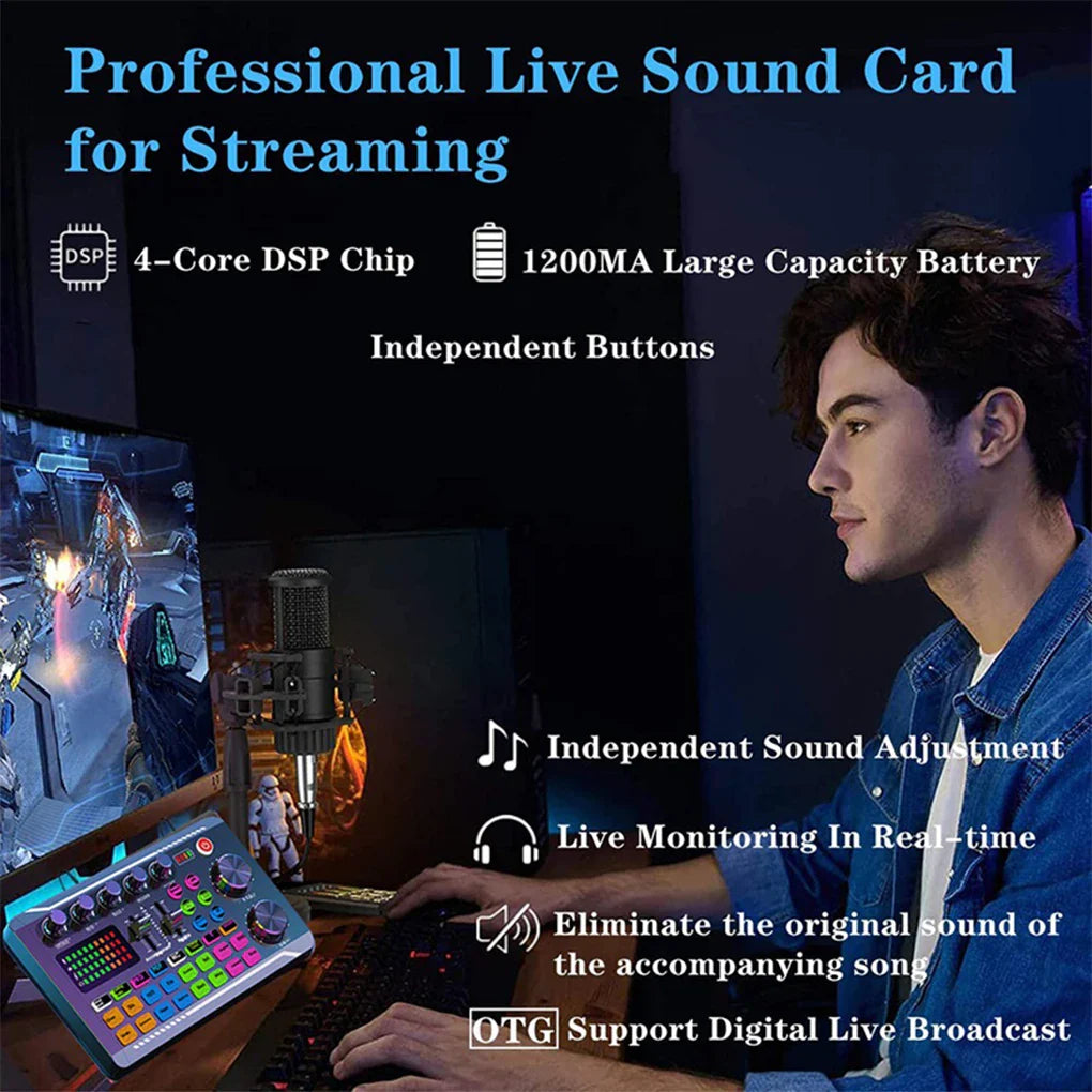 F998 Sound Card Live Cards Computer PC Mixing Console Professional Studio Recording Kit Podcast Accessories Parts