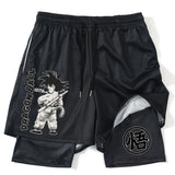 New Print Anime Shorts Men Women 2 in 1 Quick Dry Mesh Gym Shorts to Fitness Running Summer Black Performance Scanties