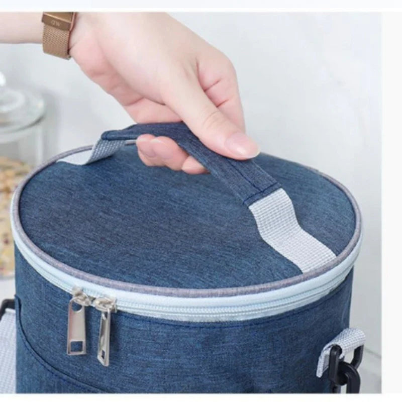 New Circular Lunch Bag Portabl Food Thermal Box Thickened Aluminum Foil Insulation Bag Durable Waterproof Office Cooler Lunchbox