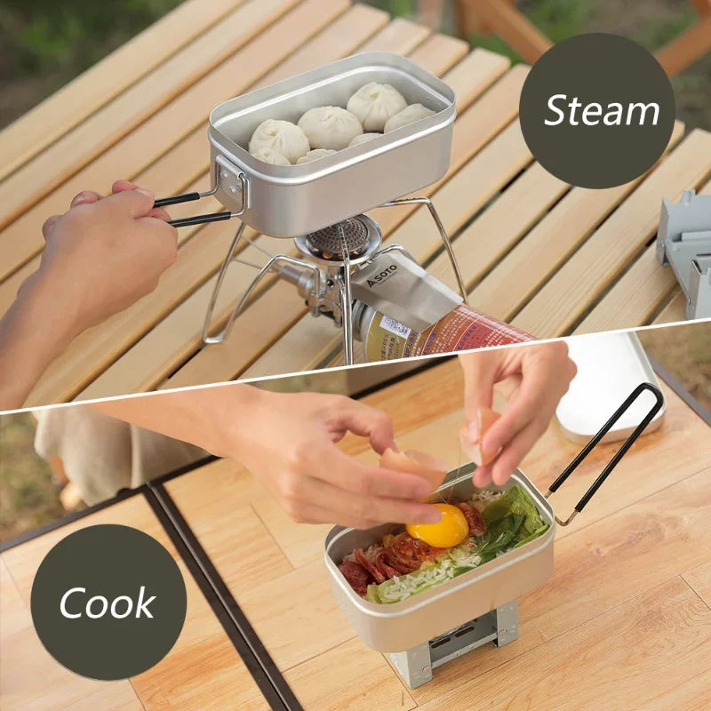 Outdoor Camping Tableware Aluminum Tourist Lunch Box Portable Mess Tin  BBQ Picnic Cookware Bowl Pan with Lid Equipment