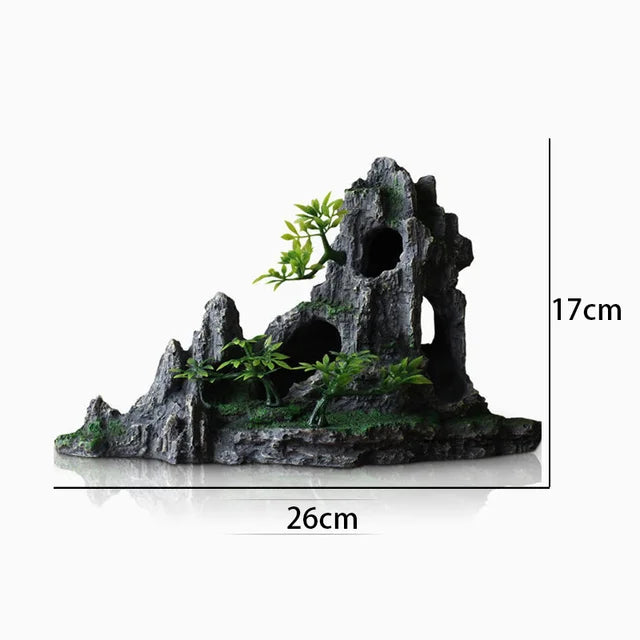 Fish Tank Plant Rockery Multi-style Aquarium Decoration,Resin Artificial Building Cave Aquarium Landscaping Ornament Decor