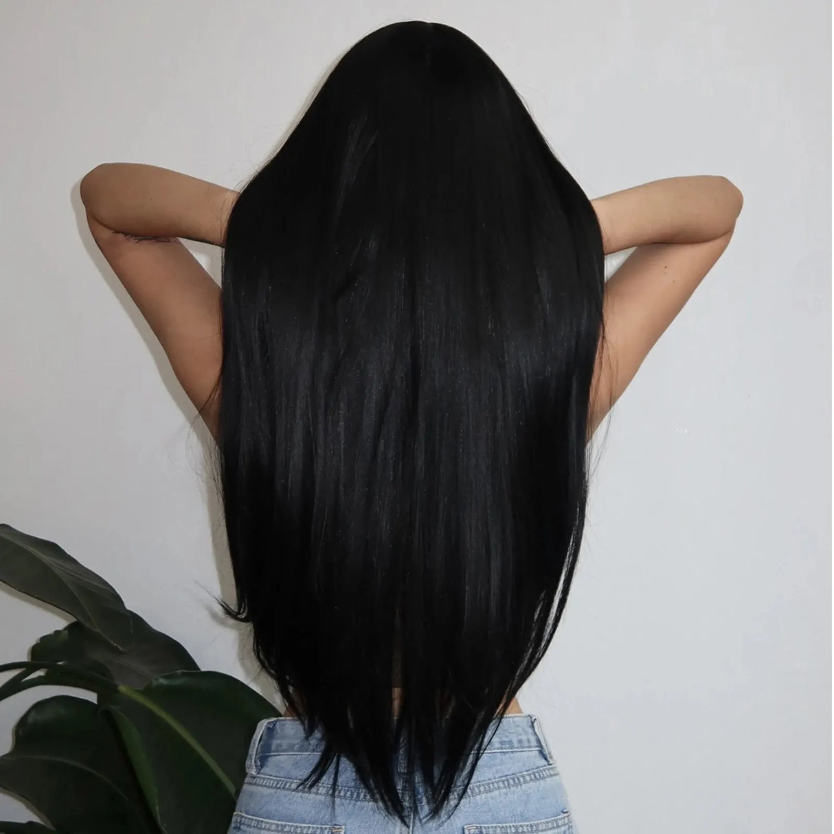 Natural Black Long Straight Synthetic Women Wigs Middle Part for Women Afro Daily Cosplay Party Heat Resistant Fiber Wig