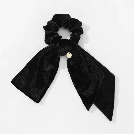 New Vintage Velvet Bow Scrunchie Rabbit Knot Hair Rope Ribbon Elastic Ponytail Holder Hair Tie Solid Hair Accessories Winter