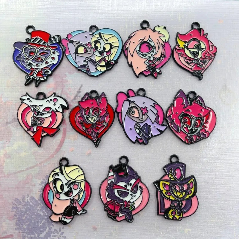 Random mixing10pcs Classic Cartoon Anime Earring Pendant DIY Keychain Bracelet Alloy Jewelry Accessories Enamel Charms