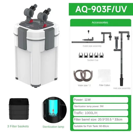 UV Lamp New Arrival white Color Aquarium External Canister Filter Equipments Fish Tank And Pond Aquariums Accessories Pump