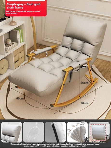 Nordic adult rocking chair living room Relaxing lounge Armchair bed Balcony sun recliner ergonomic deckchair lazy sofa Furniture