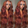 13x4 Reddish Brown Body Wave Lace Frontal Human Hair Wig HD Transparent 13x6 Lace Frontal Wig Glueless Human Hair Wig PrePlucked