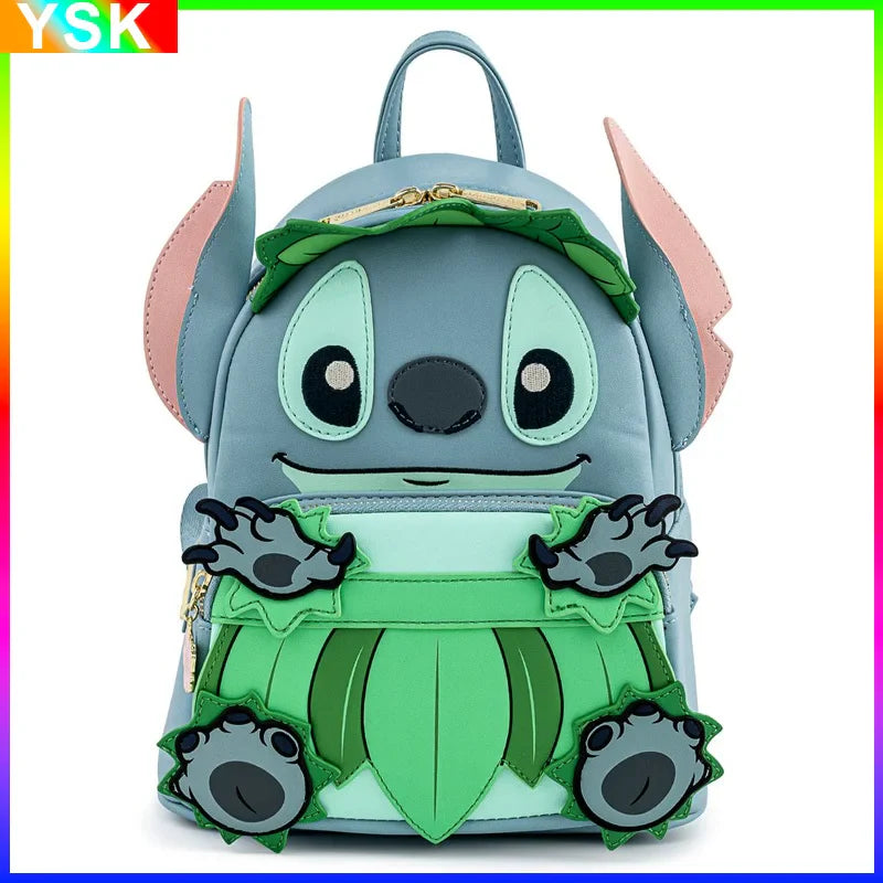 MINISO Disney Alice in Wonderland PU Leather Women Backpack Cartoon Ice Cream Stitch Baby Yoda Handbag Fantasy Figurines