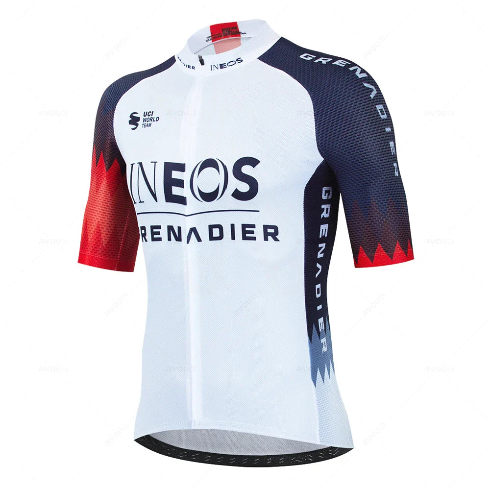 Ineos 2023 Men Short Sleeve Cycling Jersey Set Summer Bicicleta Clothing MTB Maillot Ropa Ciclismo Sportswear Blue Bicycle Suit