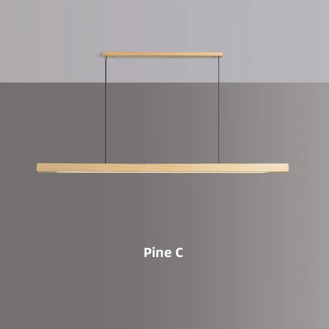 Nordic Wood Pendant Lights LED Modern Hanging Lamps for Dining Living Room Kitchen Office Shop Long Strip Celling Lamp