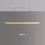 Nordic Wood Pendant Lights LED Modern Hanging Lamps for Dining Living Room Kitchen Office Shop Long Strip Celling Lamp