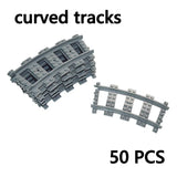 City Trains Track Rail Bricks Model straight curved soft Flexible Switch Uphill Tracks Railway  Building Blocks kids Toys