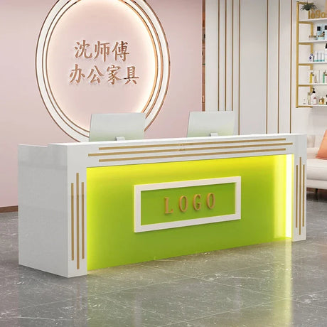 Modern Cash Register Clothing Store Counter Reception Desks Light Luxury Simple Hairdressing Beauty Salon Bar Table with Light