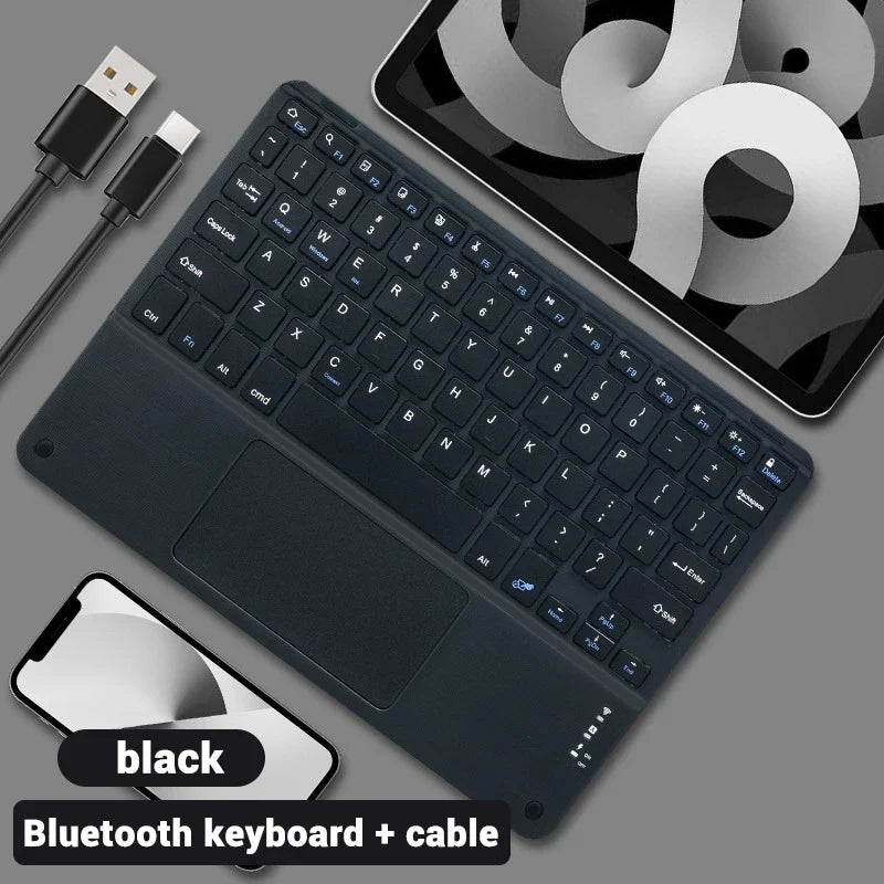 Backlit Touchpad Wireless Keyboard For Android IOS Huawei Xiaomi Tablet For iPad Pro Air Mini 6 Korean Russian Spanish Keyboard