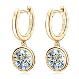 Anziw 2023 Trend Women's Gold Hoop Earrings Genuine 925 Silver 1CT 2CT Moissanite Drop Earring Wedding Jewelry With Certificate