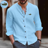 High Quality Men's Spring/Summer New Long Sleeved Cotton Linen Shirt Business Casual Loose Fitting T-Shirt Shirt Top S-2XL