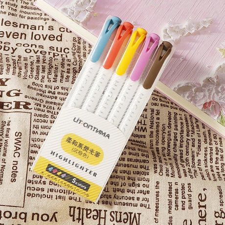 5 Colors/box Double Headed Highlighter Pen Set Fluorescent Drawing Markers Highlighters Pens Art Japanese Pastel Stationery