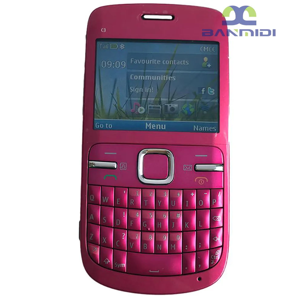 Original GSM Unlocked C3 C3-00 Mobile Cell Phone 2.4" 2MP Qwerty Hebrew Arablic Russian CellPhone. Made in Finland on 2010 Year