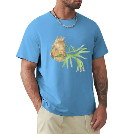 Staghorn Fern. Watercolor painting. Hand painted illustration. T-Shirt oversized plain mens graphic t-shirts hip hop