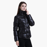 SANTELON Winter Short Parkas Slim Design Puffer Jackets For Women Warm Coats With Belt Windproof Waterproof Thick Outerwear