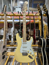 ST Electric Guitar, Cream Yellow Color, Mahogany Body, Scollop Fretboard, Copper Nut, 6 Strings Guitarra, Free Shipping