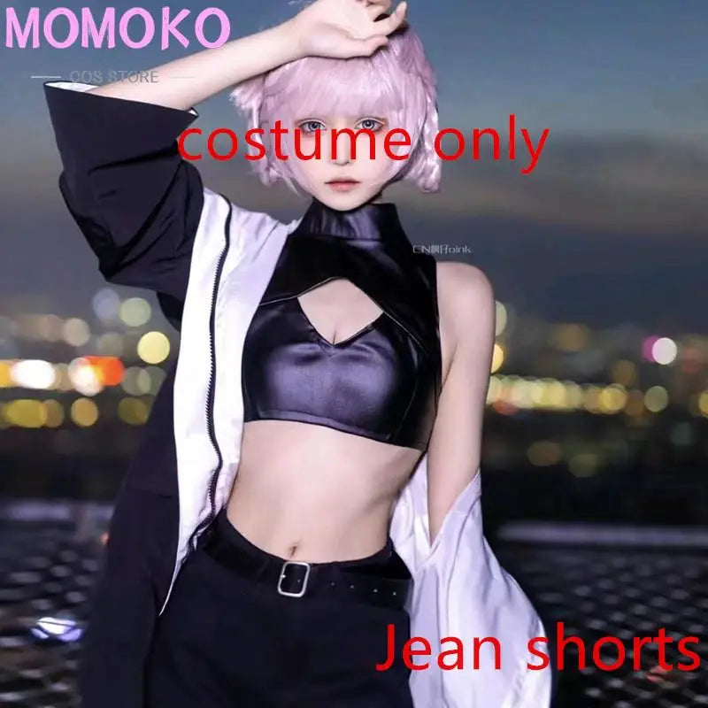 Call of The Night Cosplay Nanakusa Nazuna Cosplay Costume Wig Black Cloak Jacket Leather Vest Shorts Outfit Yofukashi No Uta