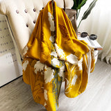 Van Gogh Oil Painting Silk Scarf Women Luxury Brand Apricot Floral Print Hijab Bandana Foulard Femme Shawl Soft Bufanda Mujer