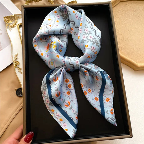 Silk Hair Scarf for Women Fashion Print Shawl Wraps Female Headband Neckerchief 70cm Hand Bag Wrist Foulard Neck Tie Echarpe