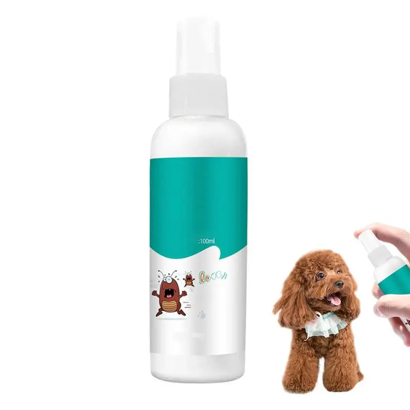 Fleas Ticks Control Prevention Spray for Dogs Cats Pets with Mild Formula Safe to Use for Pets Bedding Kennels Houses 100ml