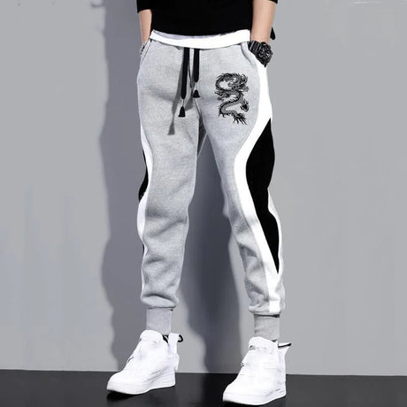 New Men Casual Drawstring dragon print Pants Jogger Pants Sweatpants Running Pants Sweatpants for Men