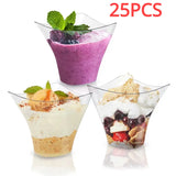 25/50PCS Disposable Dessert Cups for Party Birthday 3.4OZ Twisted Triangle Mousse  Dessert Cup Ice Cream Cup Frozen Pudding Cup