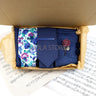 Viola Design Gift Box Hot Solid Floral Cotton Sock Necktie Set Clip Cufflinks Pin Hanky Men Wedding Party Daily Cravat Accessory