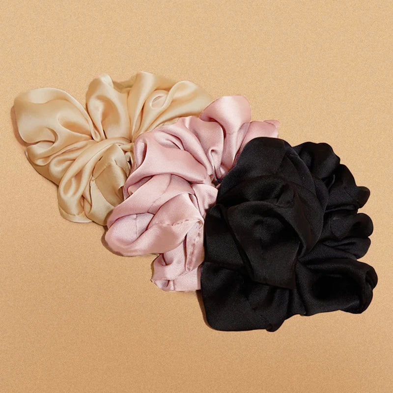 4Pcs/3Pcs Oversized Scrunchie Big Rubber Hair Tie Set Solid Stain Elastic Hair Bands Girl Ponytail Holder Super Hair Accessories