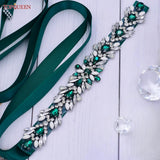 TOPQUEEN Multiple Styles Green Belt With Diamonds Bridal Wedding Accessories Rhinestone Women'S Dresses Evening Girdles S30