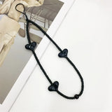 Matte Black Phone Charm Strap Lisa Mobile Phone Lanyard Y2K Gothic Punk Acrylic Love Heart Phone Rope Girls Cellphone Pendant