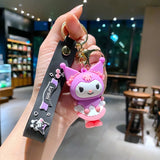 Wholesale Kawaii Sanrio Kuromi Keychain Pvc Doll Key Chain Cartoon Anime Cinnamoroll Bag Pendant Car Keyring Accessories Gift