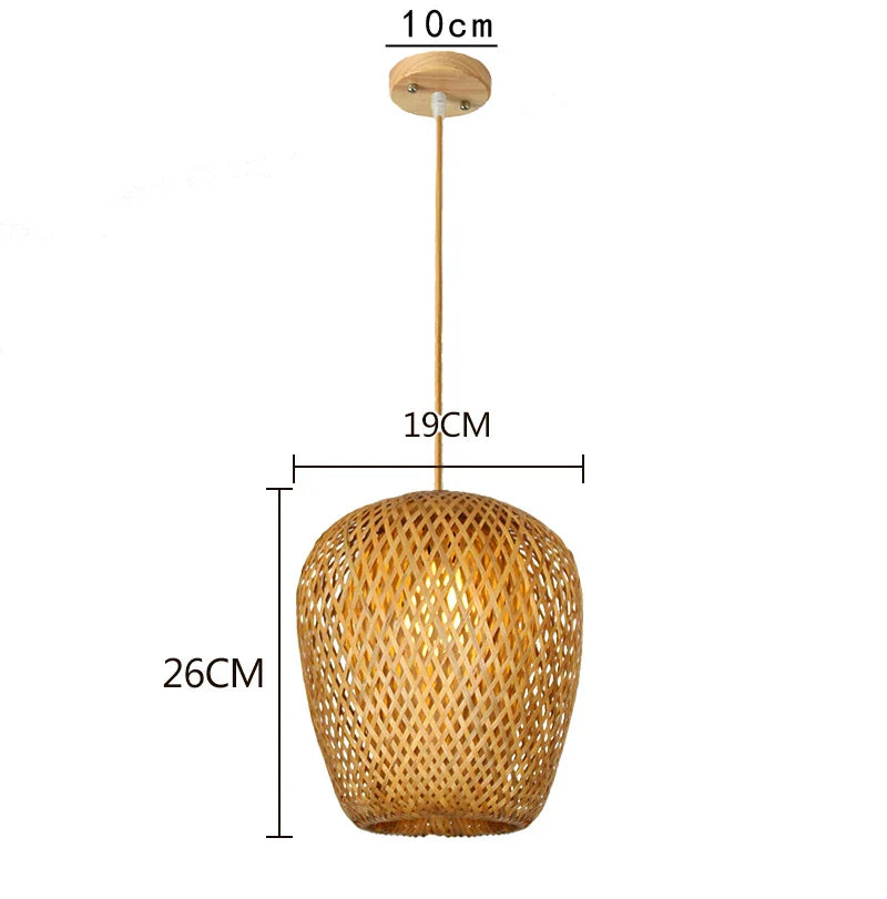 Classical Bamboo Weaving Chandelier Lamp Handmade Pendant Light Hanging LED Ceiling Fixtures Rattan Woven Home Bedroom Decors